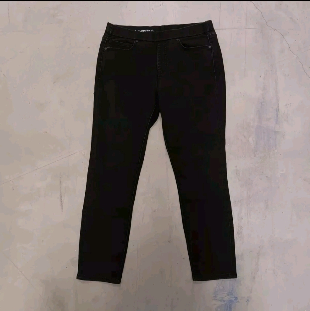 Lands' End Mid-Rise Pull On Skinny Jeans Jeggings Elastic Waist Size 8